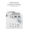 Adaptador tipo C macho / HDMI hembra, USB 3.0 hembra y USB C hembra PD 100W Plata