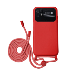 Funda compatible con XIAOMI POCO C40 Silicona con cordón cuerda - Rosa negro rojo turquesa lila