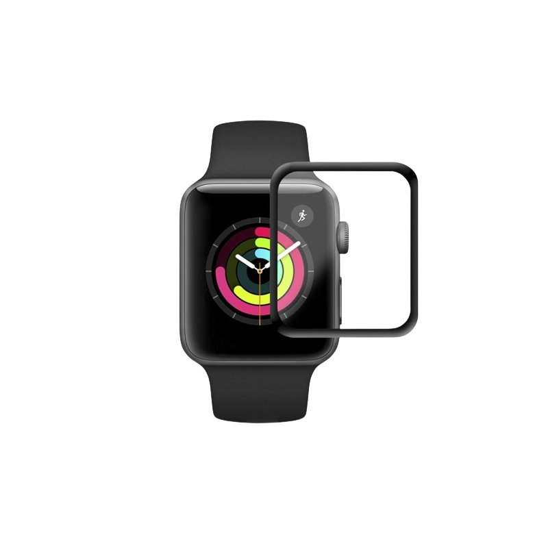 Protector de pantalla compatible con APPLE WATCH 42 MM Cristal templado Negro