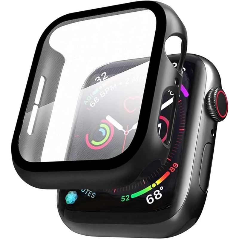 Protector de pantalla compatible con APPLE WATCH 40 MM Cristal templado + Funda negra