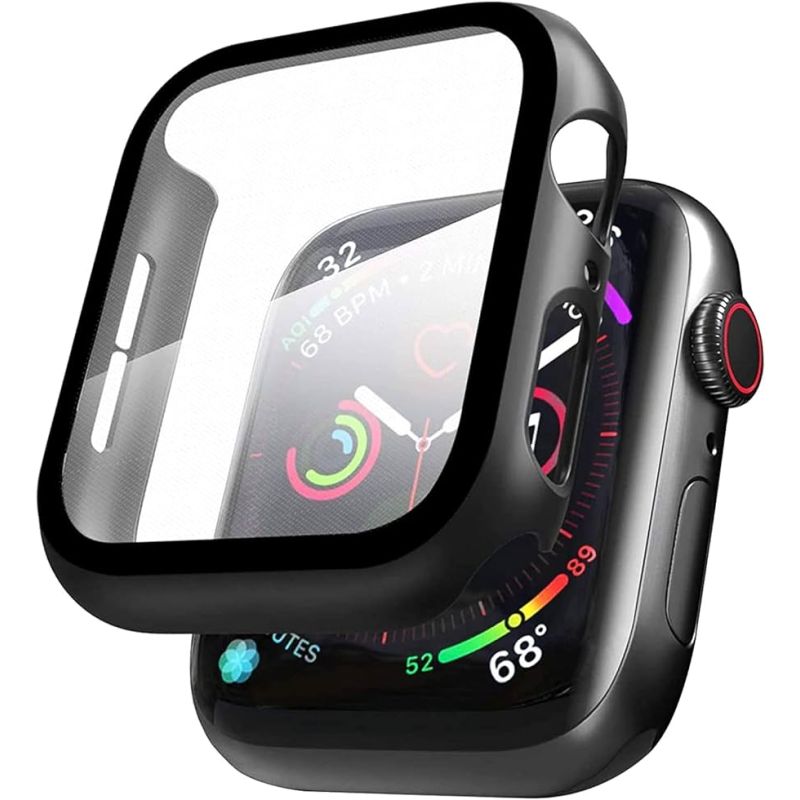 Protector de pantalla compatible con APPLE WATCH 40 MM Cristal templado + Funda negra ⋆ Alta claridad y resistencia