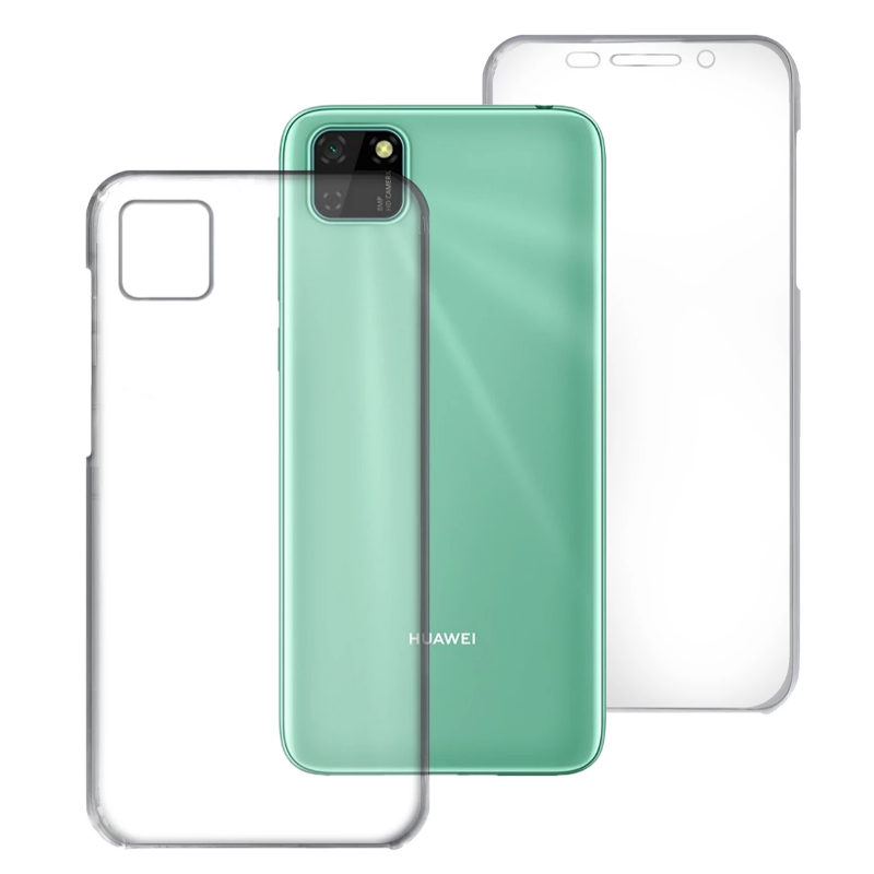 Funda doble 360º compatible con HUAWEI Y5P Frontal silicona y trasera policarbonato Transparente