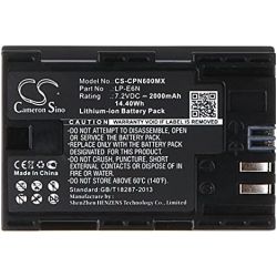 CAMERON SINO Bateria Canon EOS 5D Mark II, EOS 5D Mark III, EOS 5DS, EOS 6D, EOS 7D, EOS 60D * LP-E6N * 2000mAh