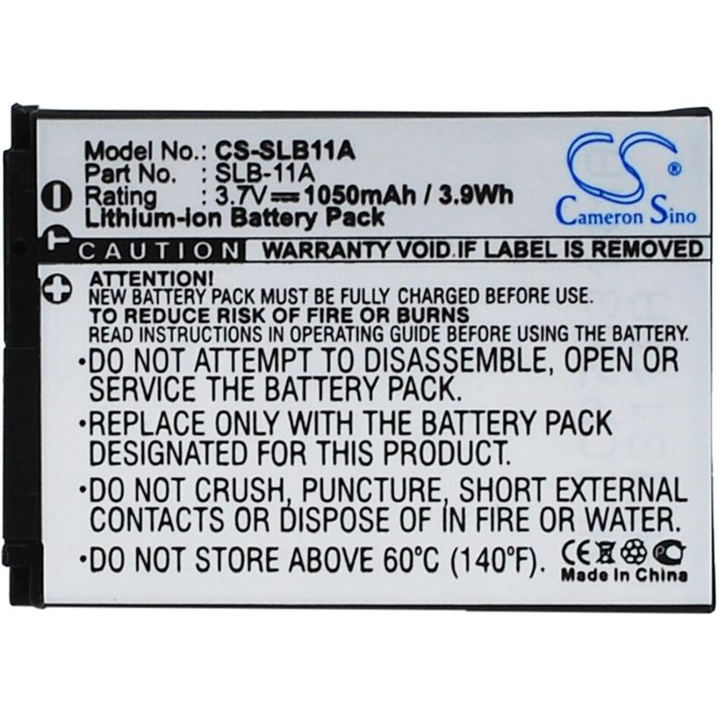 CAMERON SINO Bateria Samsung WB100, WB1000, WB5000, TL240, CL65, CL80, TL320 ... * SLB-11A * 1050mAh