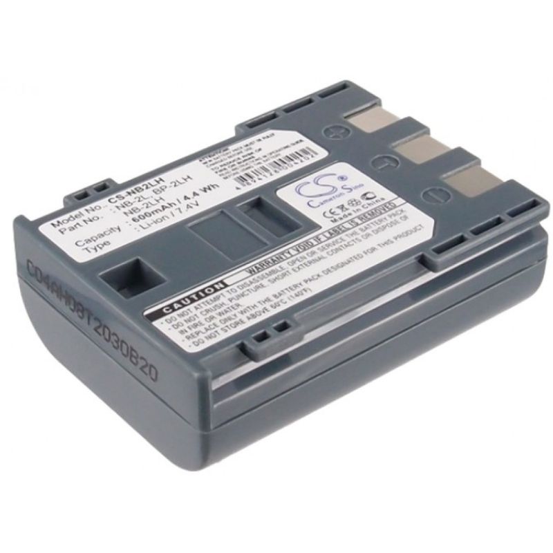 Bateria compatible Canon ZR800 ZR830 ZR850, Rebel XTi, 40MC, Elura 50 60 65 70 80 85 90, EOS 350D ... * NB-2L / BP-2LH * 600mAh