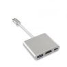 Adaptador tipo C macho / HDMI hembra, USB 3.0 hembra y USB C hembra PD 100W Plata