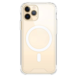 Funda compatible con IPHONE 11 / 12 / 13 / 14 / 15 / 16 PRO MAX PLUS MINI Magsafe transparente silicona carga inalámbrica