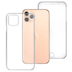 Funda compatible con IPHONE 11 PRO MAX Frontal silicona y trasera policarbonato doble 360º Transparente