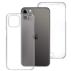 Funda compatible con IPHONE 11 PRO MAX Frontal silicona y trasera policarbonato doble 360º Transparente