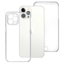 Funda compatible con IPHONE 11 PRO MAX Frontal silicona y trasera policarbonato doble 360º Transparente