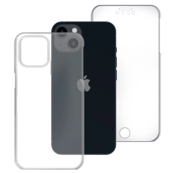 Funda compatible con IPHONE 14 / 15 / PLUS PRO MAX Frontal silicona y trasera policarbonato doble 360º Transparente