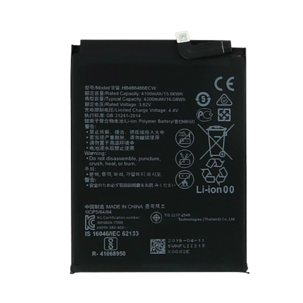 Bateria compatible con  Huawei Mate 20 Pro /  P30 Pro ⋆ HB486486ECW ⋆ Capacidad 4200  mAh