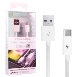 Cable de datos y carga tipo C 2.4A 12W Alta velocidad USB 2.0 blanco 1.2m AP-00851