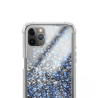 Funda compatible con IPHONE 11 PRO Silicona con cordón cuerda Transparente reforzada Brillantina - Turquesa