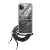 Funda compatible con IPHONE 11 PRO Silicona con cordón cuerda Transparente reforzada Brillantina - Negro