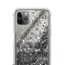 Funda compatible con IPHONE 11 PRO Silicona con cordón cuerda Transparente reforzada Brillantina - Negro