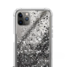 Funda compatible con IPHONE 11 PRO Silicona con cordón cuerda Transparente reforzada Brillantina - Negro