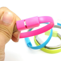 Pulsera cable de datos USB macho a conector micro USB macho - Rosa fucsia