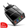 Cargador de pared universal 4 puertos USB ⋆ Carga rápida QC 3.0 ⋆ 5V/6A ⋆ Compatible con Apple, Samsung, Xiaomi y más ⋆ Negro