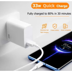 Pack cargador 33W blanco USB + cable USB a USB-C 1 m blanco ⋆ Carga rápida móviles y tablets ⋆ ENVÍO DESDE ESPAÑA