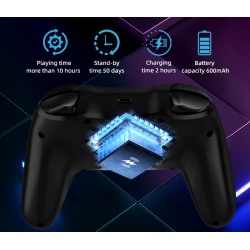 Mando compatible con Nintendo Switch / PS3 / IOS Android Tablet smartphone / PC Inalámbrico bluetooth Doble vibración Negro