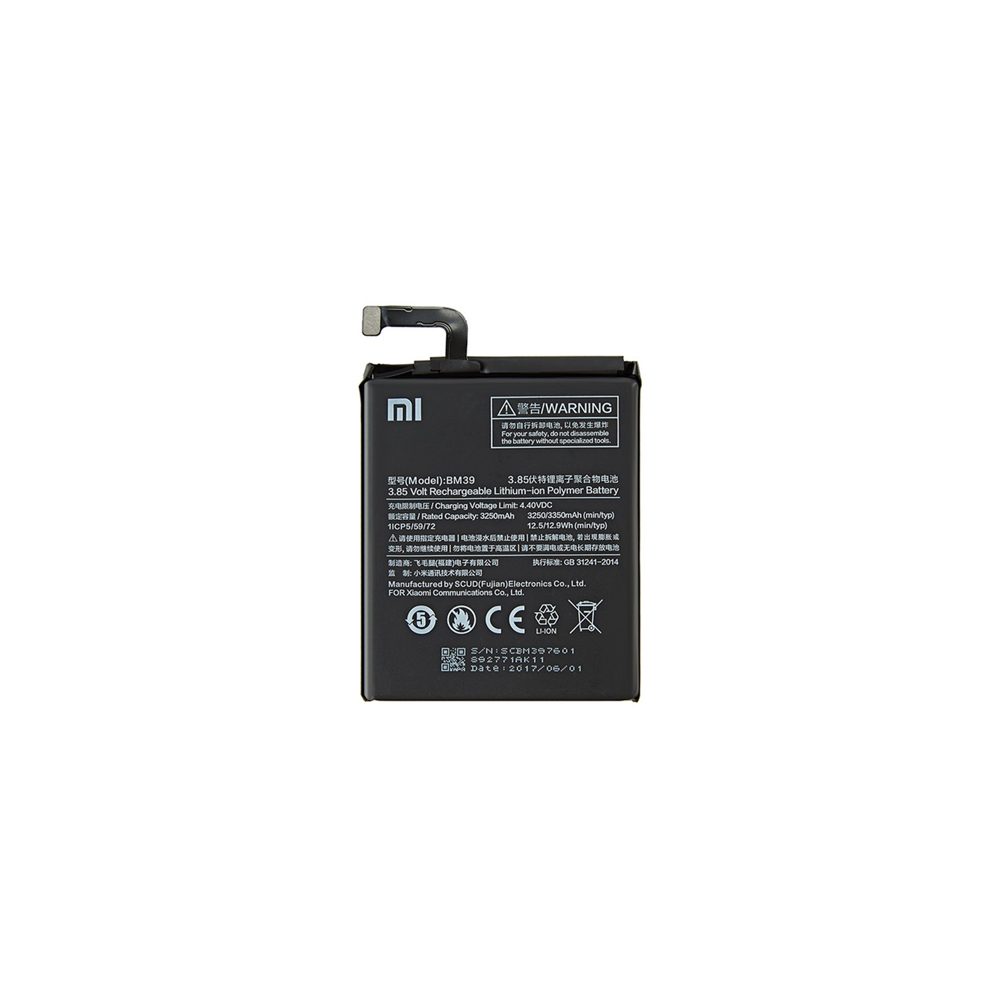 Batería original XIAOMI Mi6 ⋆ BM39 ⋆ Capacidad 3250 mAh ⋆ 3.85 V ⋆ Li-ion