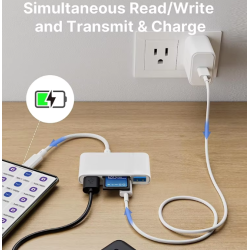 Adaptador 4 en 1 compatible con iPhone iPad lightning - OTG, lector tarjetas TF, SD y carga IOS