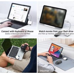 Adaptador 4 en 1 compatible con iPhone iPad lightning - OTG, lector tarjetas TF, SD y carga IOS