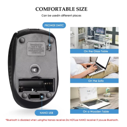 Ratón inalámbrico silencioso 2.4G óptico portátil Ajustable 1600 DPI para Notebook PC portátil MacBook