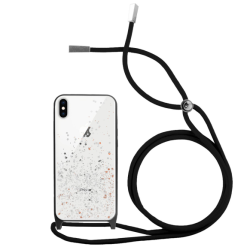 Funda compatible con IPHONE 7 / 8 / SE 2020 * Silicona con cordón cuerda * Brillantina borde negro