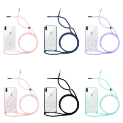 Funda compatible con IPHONE 7 / 8 / SE 2020 * Silicona con cordón cuerda * Brillantina borde negro
