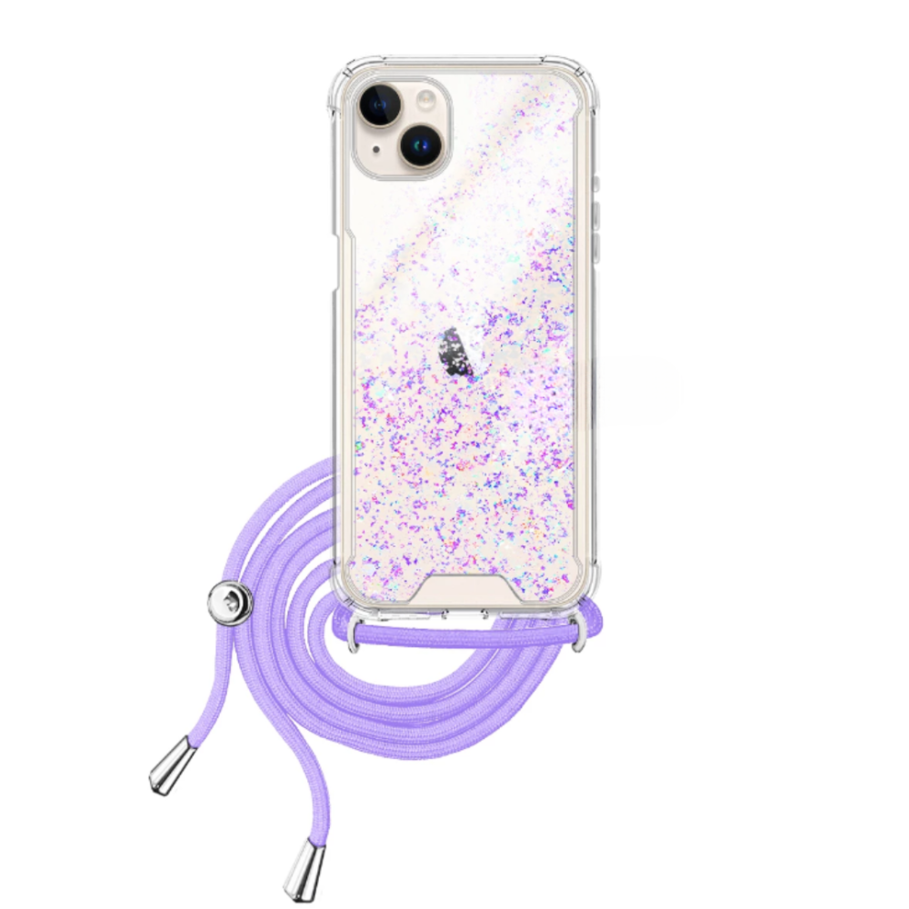 Funda compatible con SAMSUNG GALAXY A34 5G Silicona con cordón cuerda Brillantina - LILA