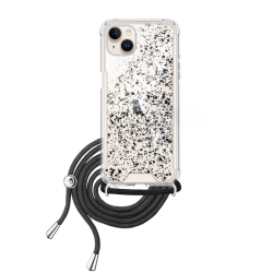 Funda compatible con SAMSUNG GALAXY A34 5G Silicona con cordón cuerda Brillantina - LILA