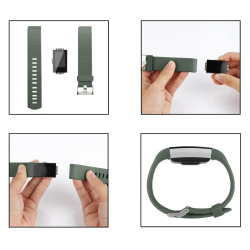 Correa compatible FitBit Bracelet Charge 2 silicona hebilla metálica ajustable resistente - Color Verde militar