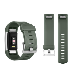 Correa compatible FitBit Bracelet Charge 2 silicona hebilla metálica ajustable resistente - Color Verde militar