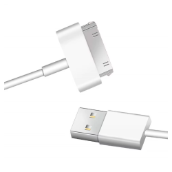Cable de carga y datos compatible con IPHONE 3G / 3GS / 4 / 4S / IPAD / IPOD * Conector 30 pines * USB 2.0 blanco 1m