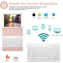 COO Funda IPAD 2017 / 2018 / AIR 1 / AIR 2 / PRO 9.7'' Teclado bluetooth español letra Ñ Auto sleep-wake