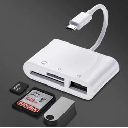 Adaptador 3 en 1 lector de tarjetas SD micro SD RS-MMC y USB hembra Ratón cámara iPhone smartphone Tipo C