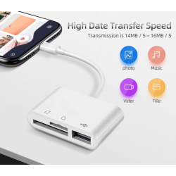 Adaptador 3 en 1 lector de tarjetas SD micro SD RS-MMC y USB hembra Ratón cámara iPhone etc smartphone Tipo C