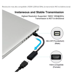 Cable adaptador Mini DisplayPort macho a HDMI hembra 4K * Compatible con Macbook, Apple iMac, Powerbook G4