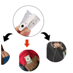 Mini reproductor de música MP3 / WAV portátil con clip Admite tarjeta micro SD TF hasta 32gb + Auriculares + Cable
