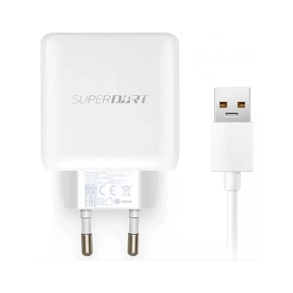 Cargador adaptador de red REALME SUPER DART 65W + Cable Tipo C USB-C Blanco
