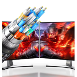 Cable adaptador HDMI macho a HDMI macho 1080p HD trenzado con conectores metálicos dorados - 1 metro