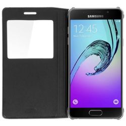 Funda compatible con SAMSUNG GALAXY A5 2016 Flip cover tapa soporte billetera Ventana Negro