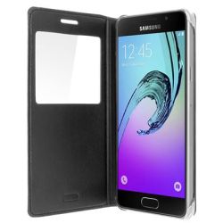 Funda compatible con SAMSUNG GALAXY A5 2016 Flip cover tapa soporte billetera Ventana Negro