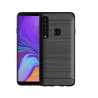 Funda compatible con SAMSUNG GALAXY A9 2018 Silicona efecto cepillado carbono Negra