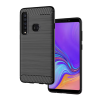 Funda compatible con SAMSUNG GALAXY A9 2018 Silicona efecto cepillado carbono Negra