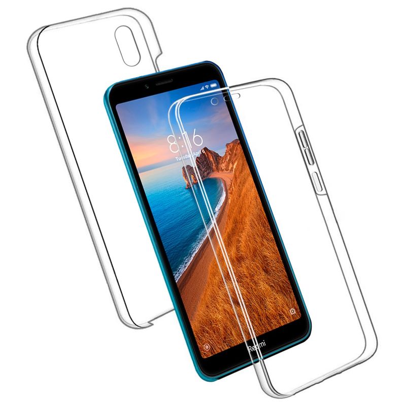Funda doble 360º compatible con XIAOMI REDMI 7A * Frontal silicona y trasera policarbonato * Transparente