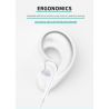 Auriculares manos libres con cable 1.2m conector USB-C tipo C Micrófono control de volumen Blanco