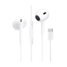 Auriculares manos libres con cable 1.2m conector USB-C tipo C Micrófono control de volumen Blanco